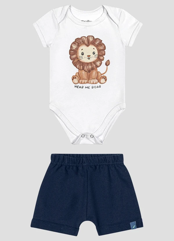 Reirex - Conjunto Body Cotton e Bermuda Sarjado Branco