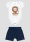 Reirex - Conjunto Body Cotton e Bermuda Sarjado Amarelo - variação: Branco