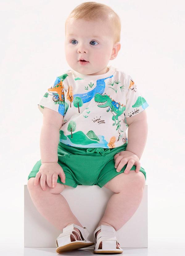 Up Baby - Conjunto Body e Bermuda Menino Branco