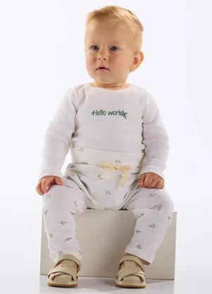 Up Baby - Conjunto Body e Calça Unissex Bebê Bege - UP BABY