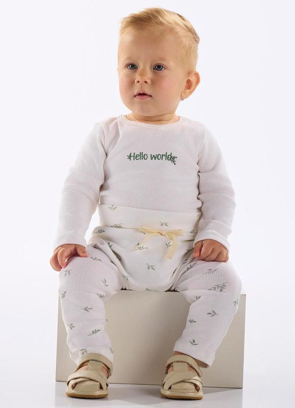 Up Baby - Conjunto Body e Calça Unissex Bebê Bege
