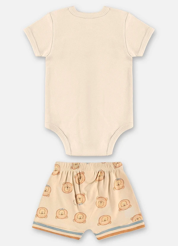 Up Baby - Conjunto Body e Short Bebê Menino Bege 3