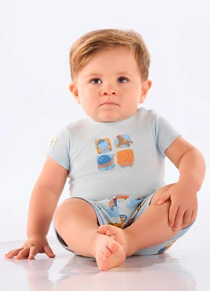 Up Baby - Conjunto Body e Short para Bebê Azul - UP BABY