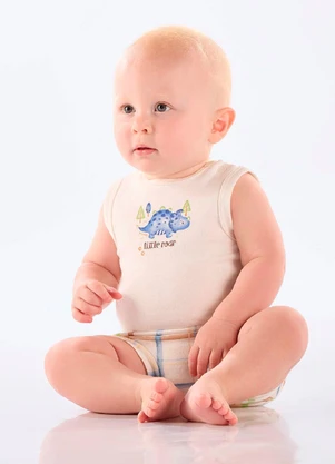 Up Baby - Conjunto Body Regata e Short Branco - UP BABY