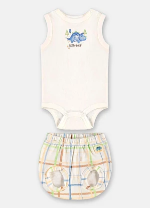 Up Baby - Conjunto Body Regata e Short Branco - UP BABY