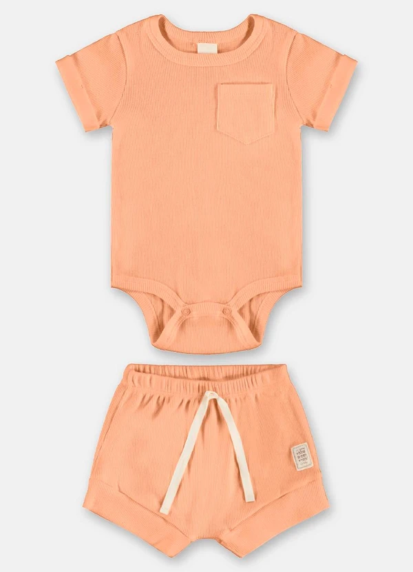 Up Baby - Conjunto Body Short Ribana Nature Branco 2