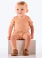 Up Baby - Conjunto Body Short Ribana Nature Up Baby Marrom - variação: Branco