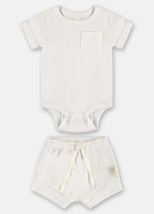 Conjunto Body Short Ribana Nature Up Baby Marrom - UP BABY