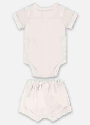 Up Baby - Conjunto Body Short Ribana Nature Branco - UP BABY