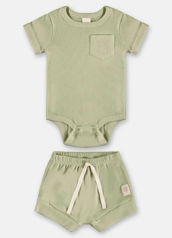 Up Baby - Conjunto Body Short Ribana Nature Verde 2
