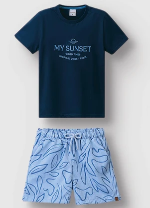 Carinhoso - Conjunto  Bordado Azul Marinho - CARINHOSO