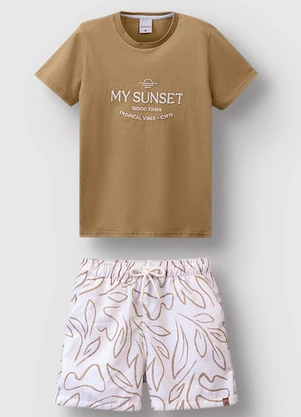 Carinhoso - Conjunto  Bordado Cáqui - CARINHOSO