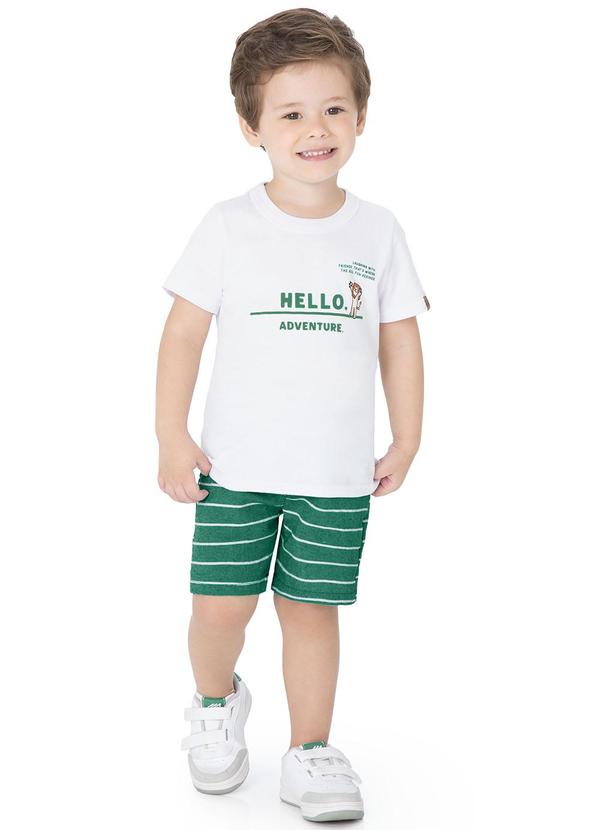 Malwee Kids - Conjunto Branco Hello Adventure Listrado Menino