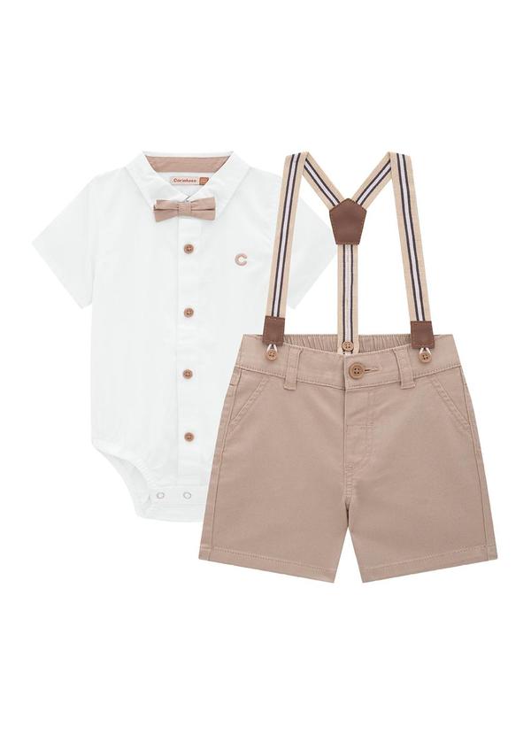Carinhoso - Conjunto Branco Sarja com Bordado Menino 2