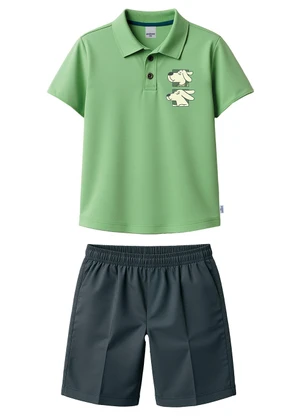 Malwee Kids - Conjunto Cachorrinho com Moletom Verde Pastel - MALWEE KIDS