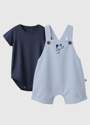 Malwee Kids - Conjunto Cachorrinho Puff Malha Azul Marinho - MALWEE KIDS