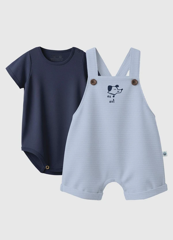 Malwee Kids - Conjunto Cachorrinho Puff Malha Azul Marinho 1