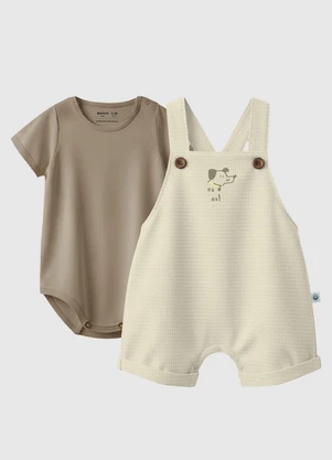 Malwee Kids - Conjunto Cachorrinho Puff Malha Taupe - MALWEE KIDS