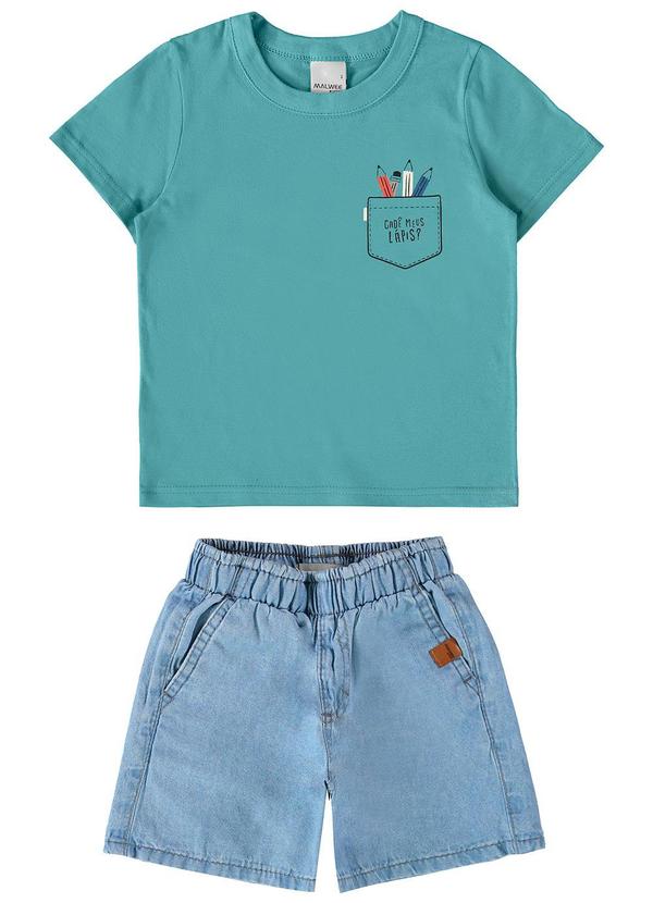 Malwee Kids - Conjunto Cadê Meus Lápis? Menino Azul Turquesa