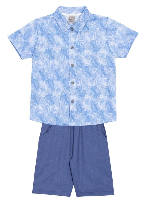 Randa Mundu - Conjunto Camisa / Bermuda Linho Isla Azul