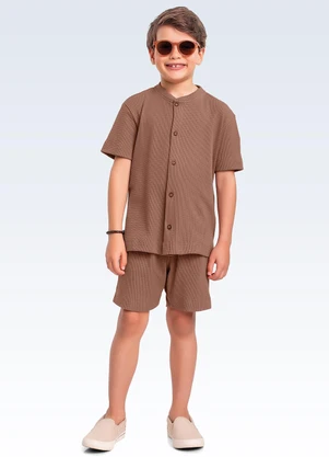 Fakini Kids - Conjunto Camisa/Bermuda Marrom - FAKINI KIDS