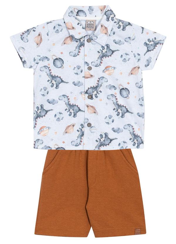 Randa Mundu - Conjunto Camisa / Bermuda Moletom Cinza