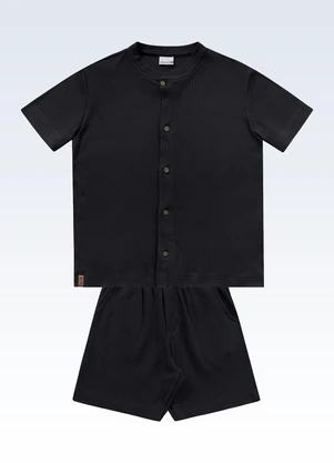 Fakini Kids - Conjunto Camisa/Bermuda Preto - FAKINI KIDS