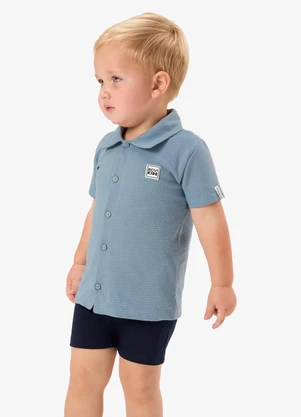 Rovi Kids - Conjunto Camisa com Bermuda Infantil  Azul - ROVI KIDS