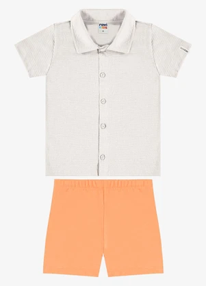 Rovi Kids - Conjunto Camisa com Bermuda Infantil  Bege - ROVI KIDS