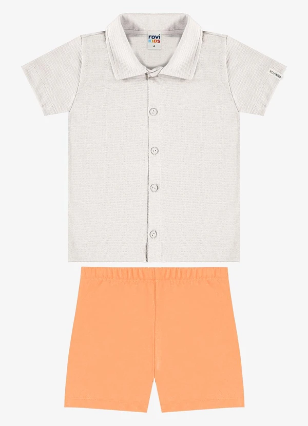 Rovi Kids - Conjunto Camisa com Bermuda Infantil Bege