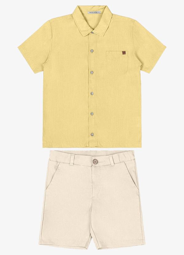 Trick Nick - Conjunto Camisa com Bermuda Amarelo