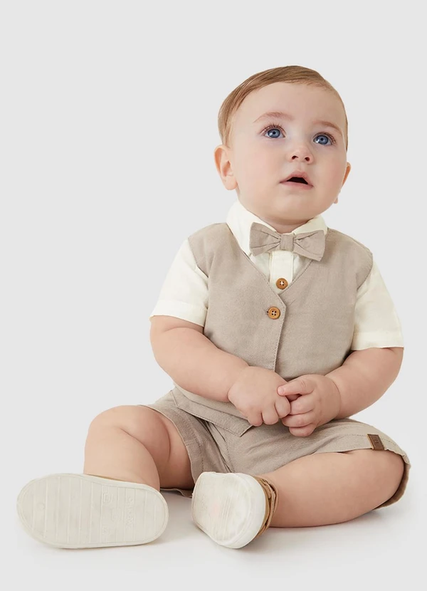 Carinhoso - Conjunto Camisa com Bordado Menino Off White