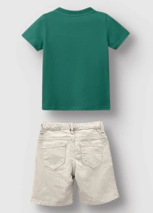 Carinhoso - Conjunto Camisa com Botões Menino Verde  - CARINHOSO