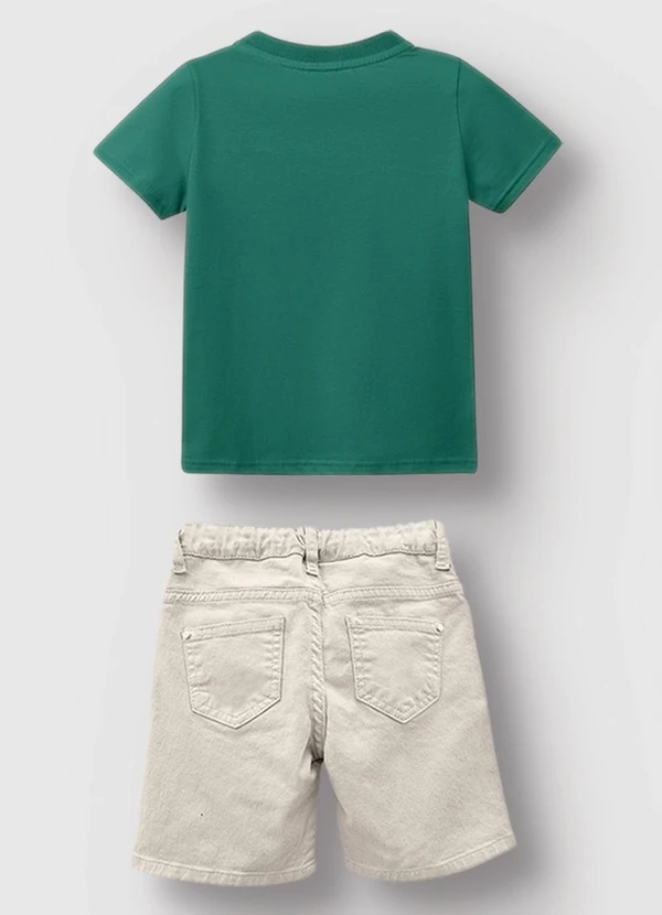 Carinhoso - Conjunto Camisa com Botões Menino Verde  2