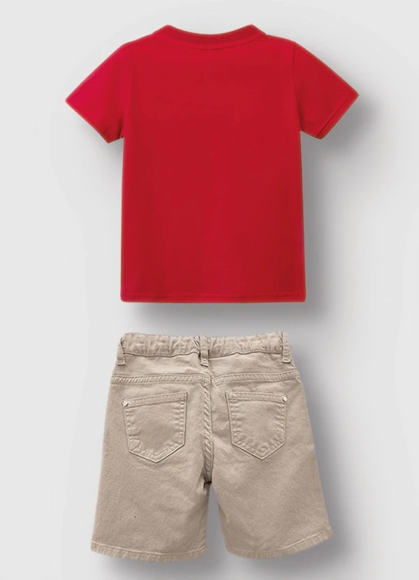 Carinhoso - Conjunto Camisa com Botões Menino Vermelho 3