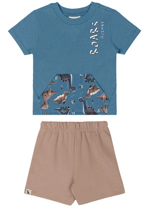 Quimby - Conjunto Camisa Dino Bermuda Azul - QUIMBY