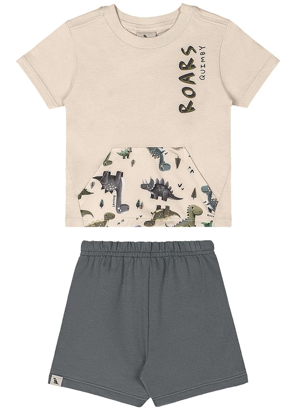 Quimby - Conjunto Camisa Dino Bermuda Bege 2