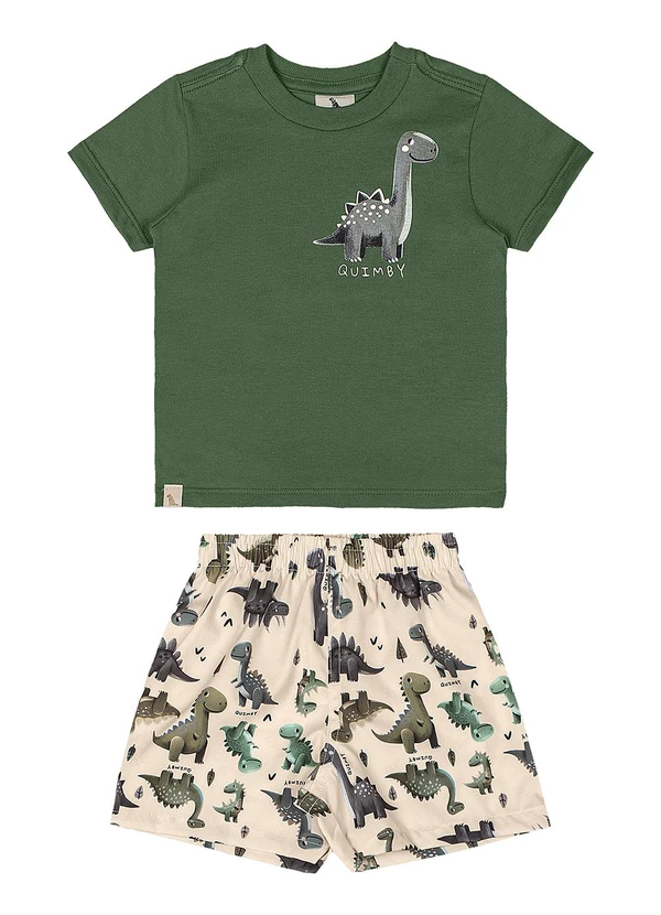 Quimby - Conjunto Camisa Dino Bermuda Verde