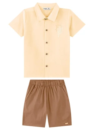 Ioluig - Conjunto Camisa e Bermuda com Linho Amarelo - IOLUIG