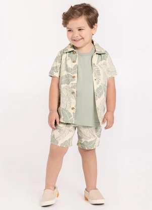 Alakazoo - Conjunto Camisa e Bermuda com Linho Verde - ALAKAZOO