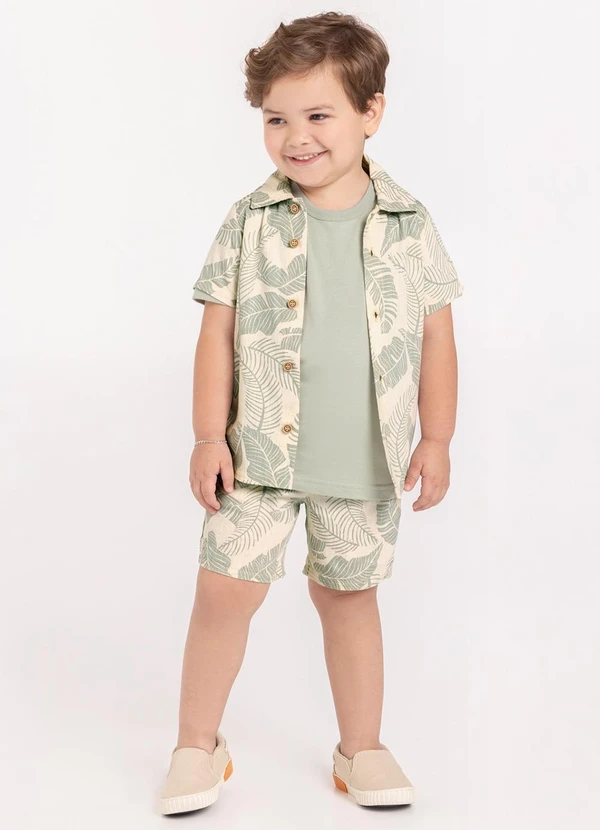 Alakazoo - Conjunto Camisa e Bermuda com Linho Verde 1