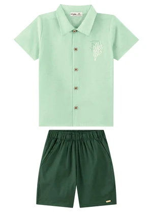 Ioluig - Conjunto Camisa e Bermuda com Linho Verde - IOLUIG