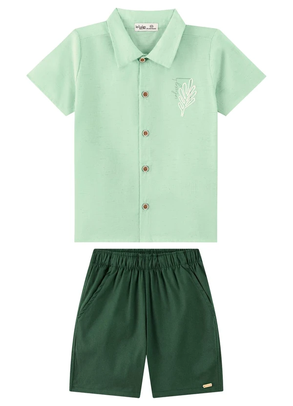 Ioluig - Conjunto Camisa e Bermuda com Linho Verde