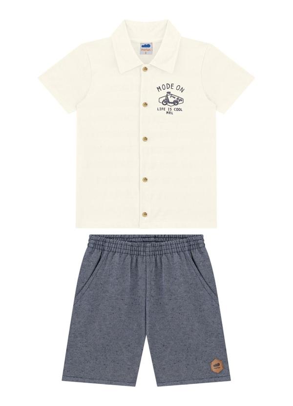 Marlan - Conjunto Camisa e Bermuda Ecotex Lisa Bege