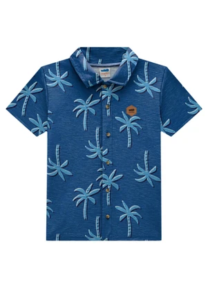 Marlan - Conjunto Camisa e Bermuda em Moletinho Azul - MARLAN