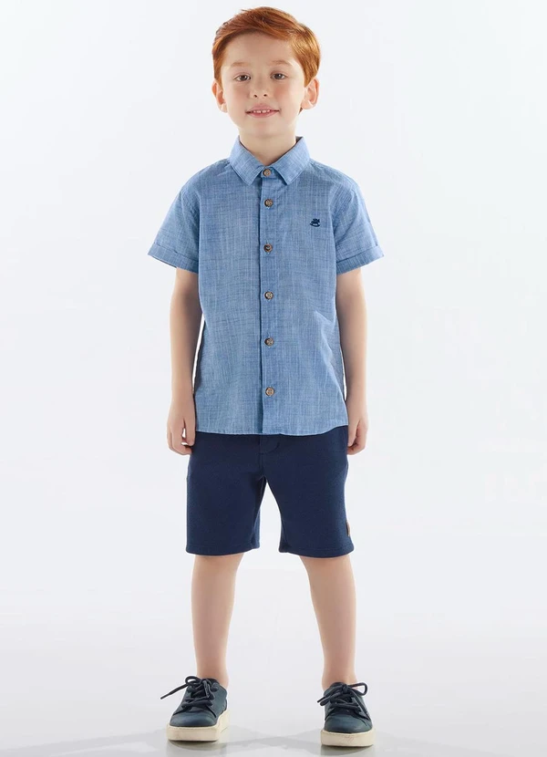 Up Baby - Conjunto Camisa e Bermuda Infantil Azul