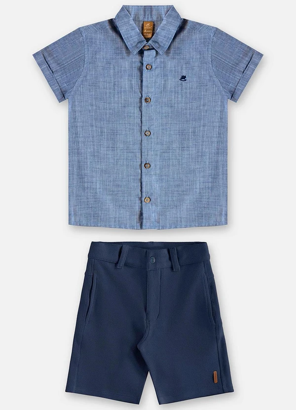 Up Baby - Conjunto Camisa e Bermuda Infantil Azul 2