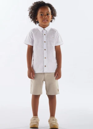Up Baby - Conjunto Camisa e Bermuda Infantil Branco - UP BABY