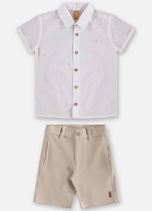 Up Baby - Conjunto Camisa e Bermuda Infantil Branco - UP BABY