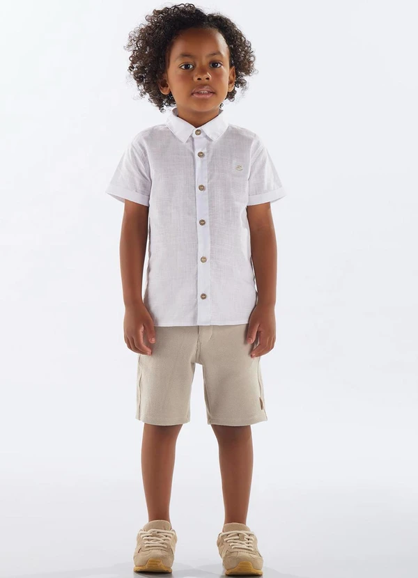 Up Baby - Conjunto Camisa e Bermuda Infantil Branco